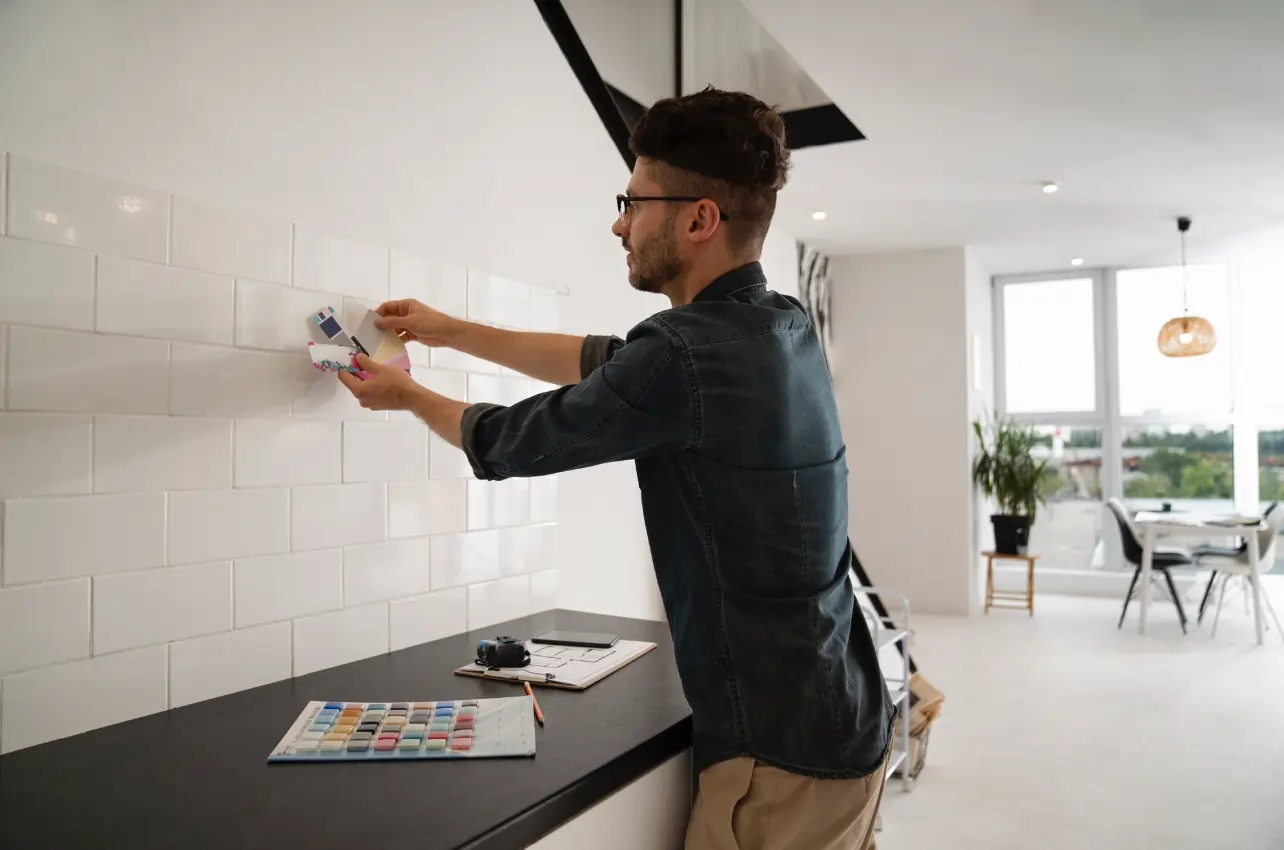 Professional kitchen splashback tiling installation in a Melbourne home