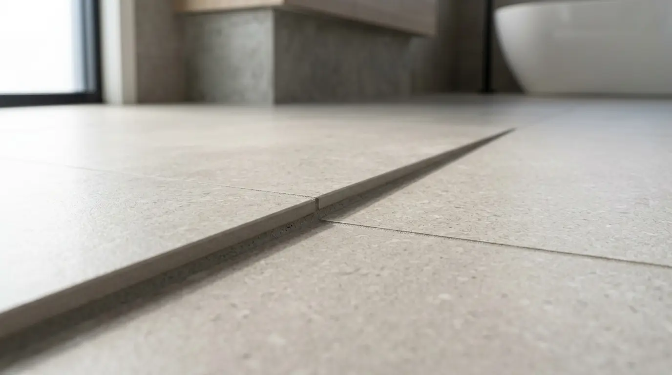 Tile Lippage Between Adjacent Tiles Visible height difference between two adjacent floor tiles