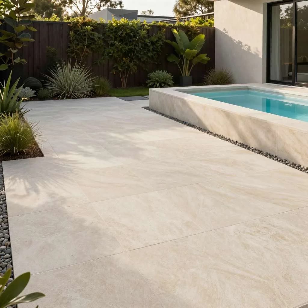 Outdoor patio tiling in Melbourne with stone tiles