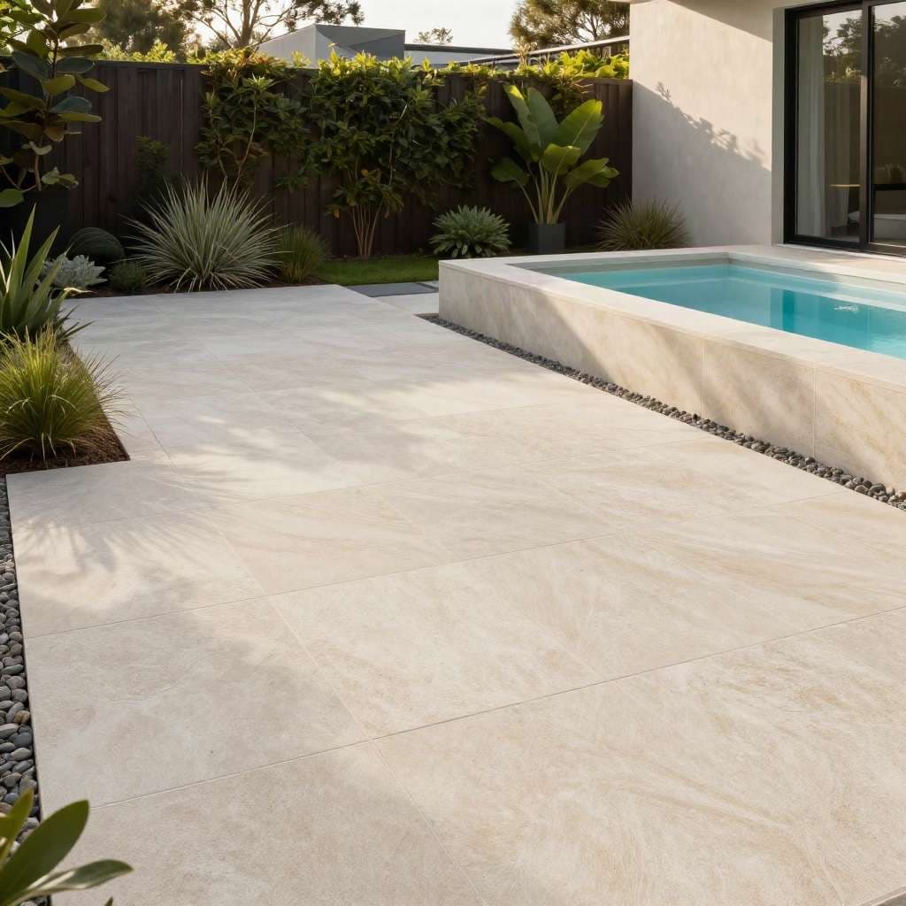 Outdoor patio tiling in Melbourne with stone tiles