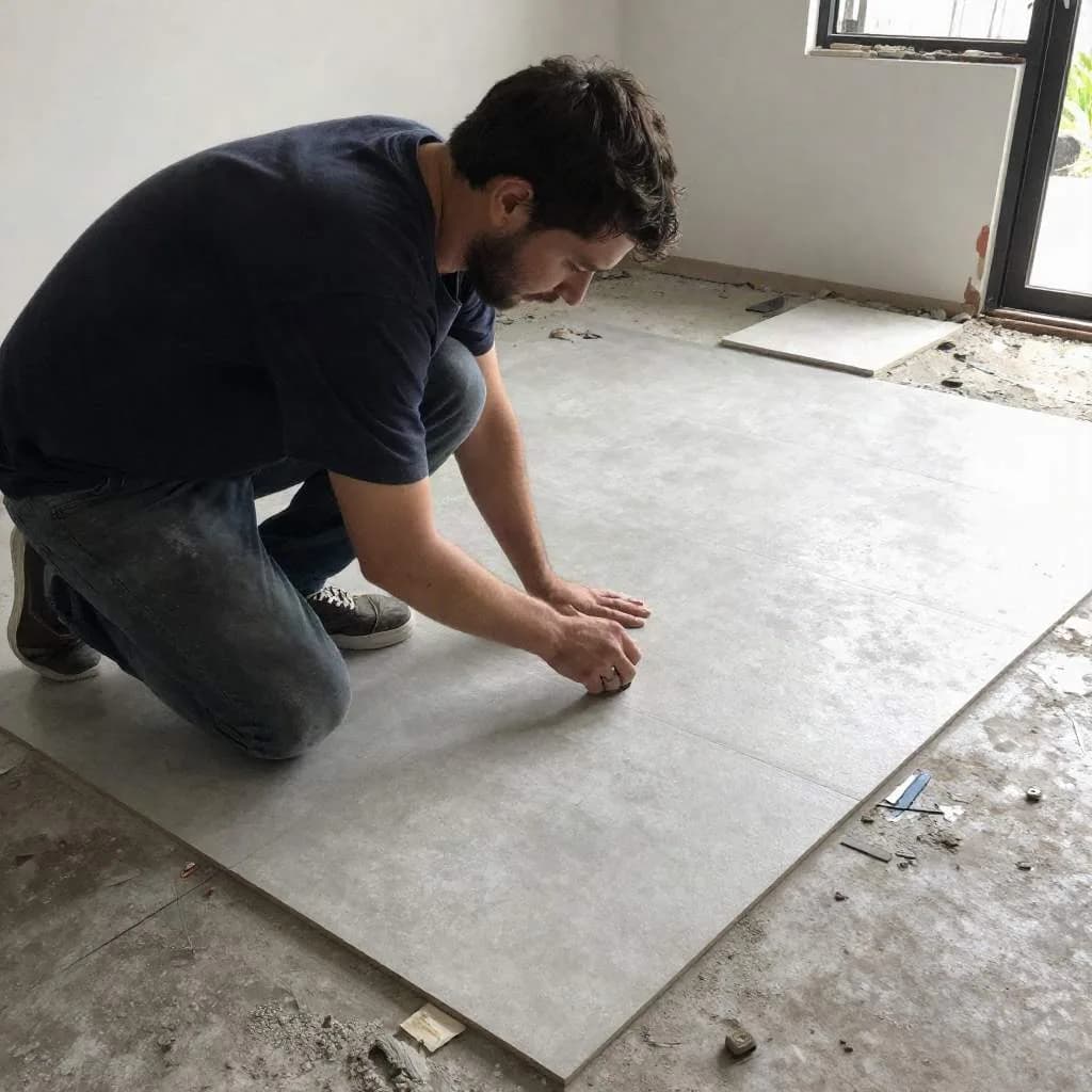 Floor tile removal process in Melbourne home