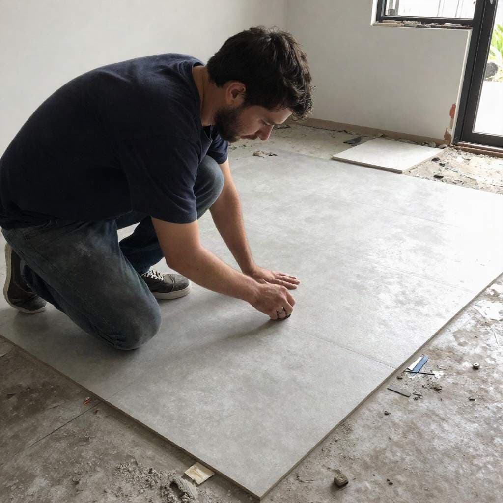 Floor tile removal process in Melbourne home