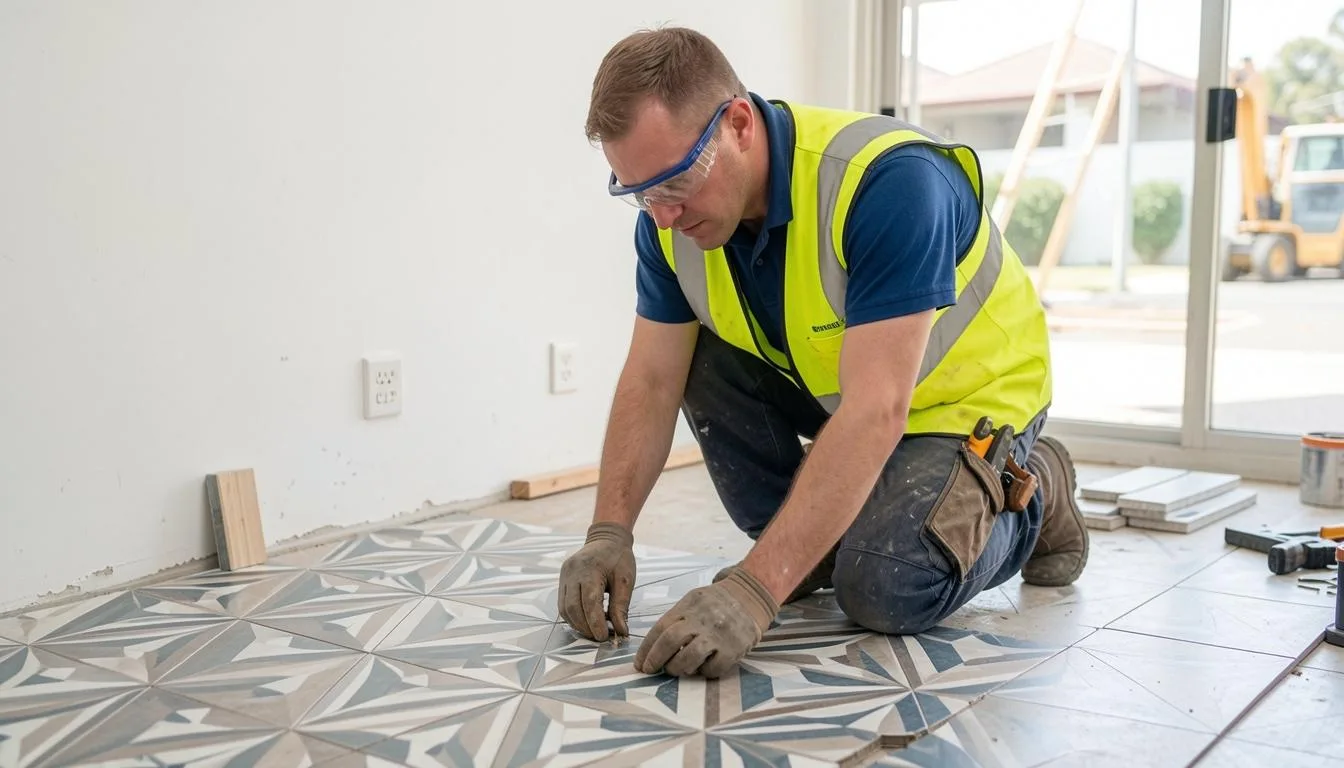 Professional tiler installing tiles Melbourne labour service