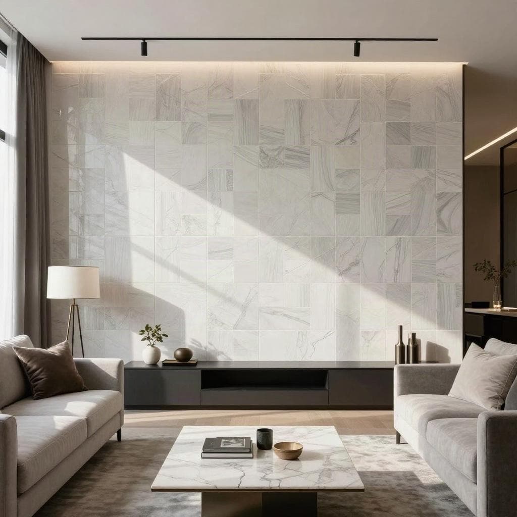 Feature wall tiling in Melbourne living room